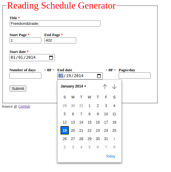[Reading
Schedule Generator Form]