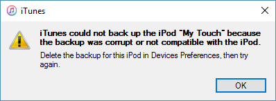 Could not back up iPod...